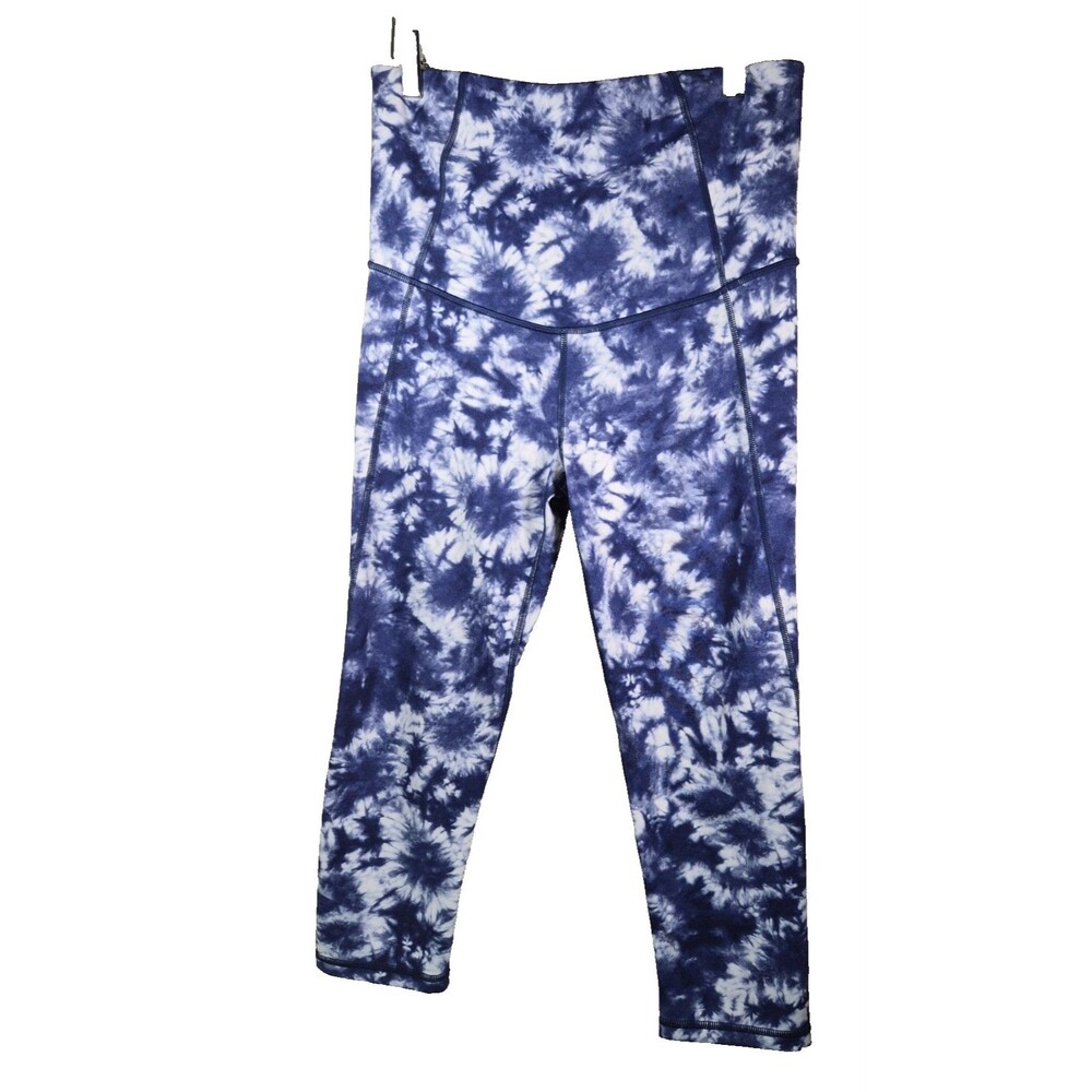 Gap Maternity Active Leggings Small Blue White Floral Tie Dye Crop Pants Stretch